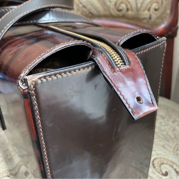 VTG Rare Burberry Brown House Check Top Handle Structured Bag Authentic w/ COA - Picture 8 of 16